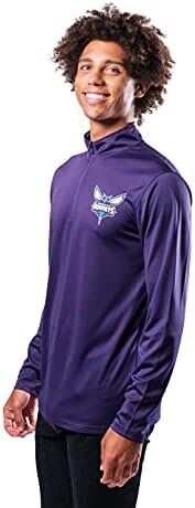 Ultra Game NBA Charlotte Hornets Men's Super Soft Quarter Zip Long Sleeve T-Shirt 3 Ultra Game NBA Charlotte Hornets Men's Super Soft Quarter Zip Long Sleeve T-Shirt - Image 3