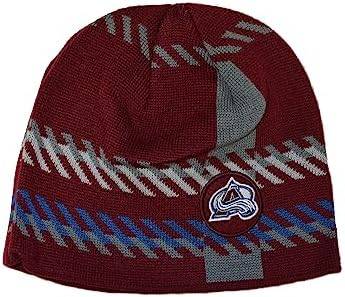 47 brand old time nhl colorado avalanche cuffless rugby stripe beanie hat - sports store history 47 Brand Old Time Hockey (OTH) Cuffless Rugby Stripe Beanie Hat - NHL Knit Skull Cap