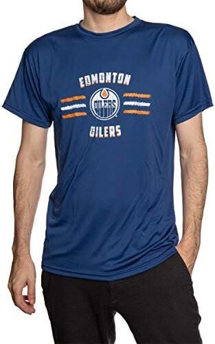 NHL Mens Distressed Lines Loose Fit Performance Rashguard Wicking Short Sleeve Shirt