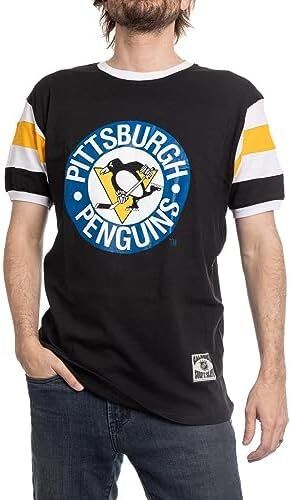 Calhoun NHL Surf & Skate Mens Shoulder Stripe Vintage Varsity Inset Sleeve Retro Style T-Shirt