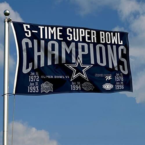 NFL Dallas Cowboys 5 Time Super Bowl Champions Outdoor Indoor 3x5 Foot Banner 3 NFL Dallas Cowboys 5 Time Super Bowl Champions Outdoor Indoor 3x5 Foot Banner - Image 3
