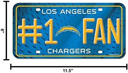 Rico Industries NFL Los Angeles Chargers #1 Fan Metal License Plate Tag 5 Rico Industries NFL Los Angeles Chargers #1 Fan Metal License Plate Tag - Image 5