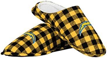FOCO Men's NFL Los Angeles Chargers Sherpa Lined Buffalo Check Memory Foam Slippers 3 FOCO Men's NFL Los Angeles Chargers Sherpa Lined Buffalo Check Memory Foam Slippers - Image 3