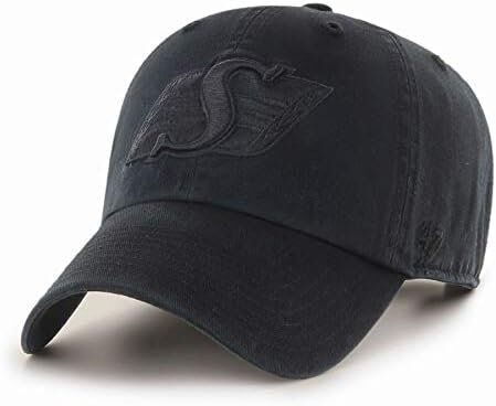 '47 Saskatchewan Roughriders CFL Clean Up Black On Black Hat | Adjustable
