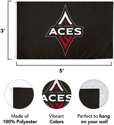 WNBA Las Vegas Aces Flag Team 100% Polyester Indoor Outdoor 3 feet x 5 feet Flag 3 WNBA Las Vegas Aces Flag Team 100% Polyester Indoor Outdoor 3 feet x 5 feet Flag - Image 3