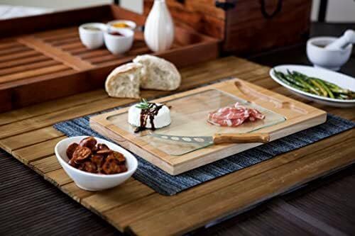 PICNIC TIME NHL Edmonton Oilers Icon Glass Top Cutting Board and Knife Set 3 PICNIC TIME NHL Edmonton Oilers Icon Glass Top Cutting Board and Knife Set - Image 3
