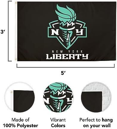 New York Liberty NY Flag Team WNBA 100% Polyester Indoor Outdoor 3 feet x 5 feet Flag 3 New York Liberty NY Flag Team WNBA 100% Polyester Indoor Outdoor 3 feet x 5 feet Flag - Image 3