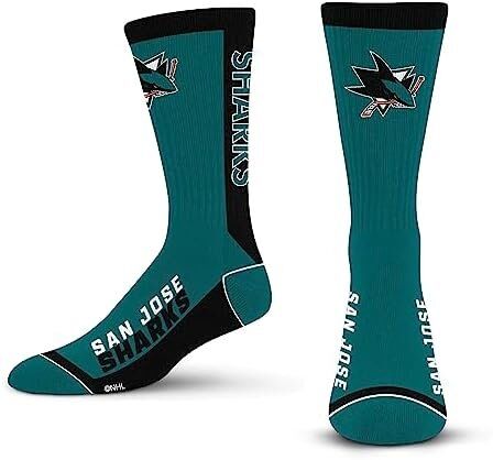 For Bare Feet San Jose Sharks MVP Crew Sock 1 For Bare Feet MVP Crew Sock NHL Large