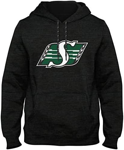 Bulletin CFL Saskatchewan Roughriders Poly Express Twill Logo Hoodie 1 Bulletin Saskatchewan Roughriders CFL Poly Express Twill Logo Hoodie - Black Melange