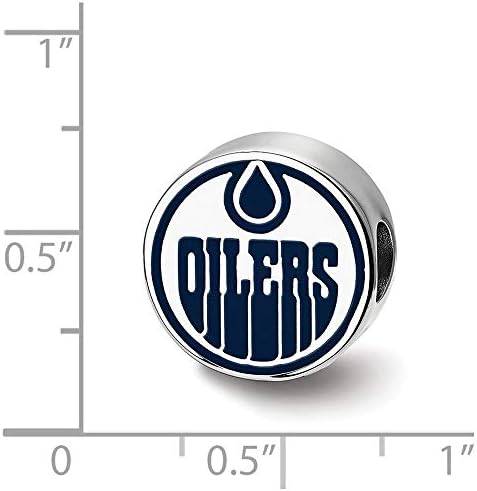 NHL Edmonton Oilers Enameled Logo Bead in Sterling Sliver 3 NHL Edmonton Oilers Enameled Logo Bead in Sterling Sliver - Image 3