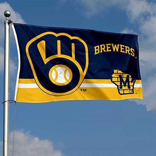 MLB Milwaukee Brewers Logo Insignia 3x5 Foot Grommet Banner Flag 3 MLB Milwaukee Brewers Logo Insignia 3x5 Foot Grommet Banner Flag - Image 3
