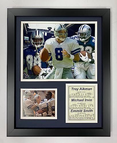 NFL Dallas Cowboys Legends- Aikman, Irvin and Smith Collectible 1 Dallas Cowboys Legends- Aikman, Irvin and Smith Collectible | Framed Photo Collage Wall Art Decor | Legends Never Die, 11x14-Inch, (11569U)