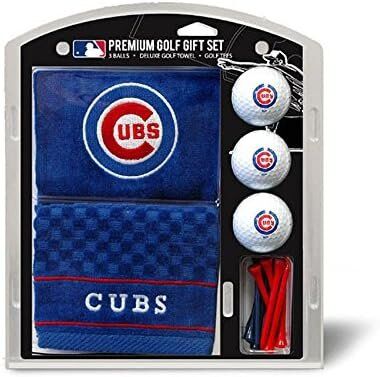 Team Golf MLB Chicago Cubs Set Embroidered Golf Towel 1 Team Golf MLB Gift Set Embroidered Golf Towel, 3 Golf Balls, and 14 Golf Tees 2-3/4" Regulation, Tri-Fold Towel 16" x 22" & 100% Cotton