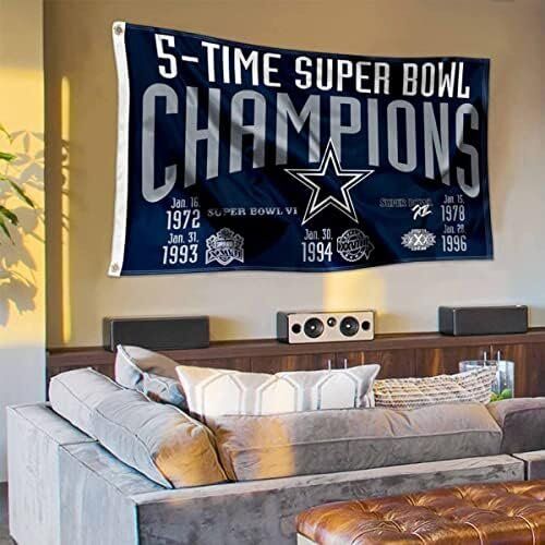 NFL Dallas Cowboys 5 Time Super Bowl Champions Outdoor Indoor 3x5 Foot Banner 4 NFL Dallas Cowboys 5 Time Super Bowl Champions Outdoor Indoor 3x5 Foot Banner - Image 4