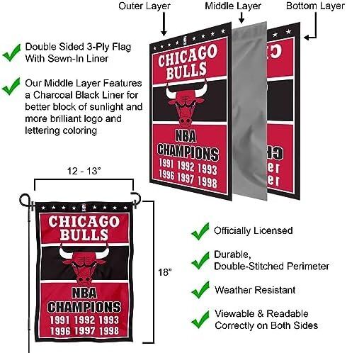 NBA Chicago Bulls 6 Time Champions Double Sided Garden Flag 5 NBA Chicago Bulls 6 Time Champions Double Sided Garden Flag - Image 5