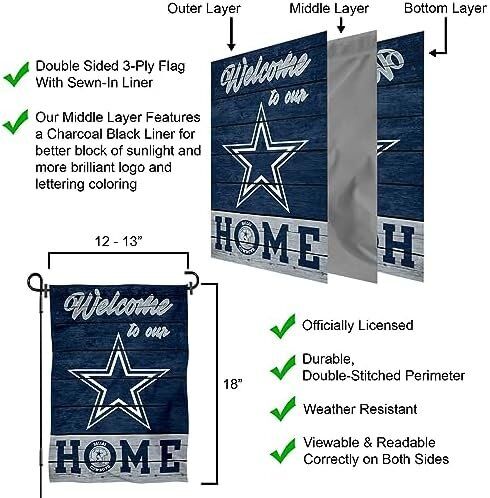 NFL Dallas Cowboys Welcome Home Decorative Garden Flag Double Sided Banner 5 NFL Dallas Cowboys Welcome Home Decorative Garden Flag Double Sided Banner - Image 5