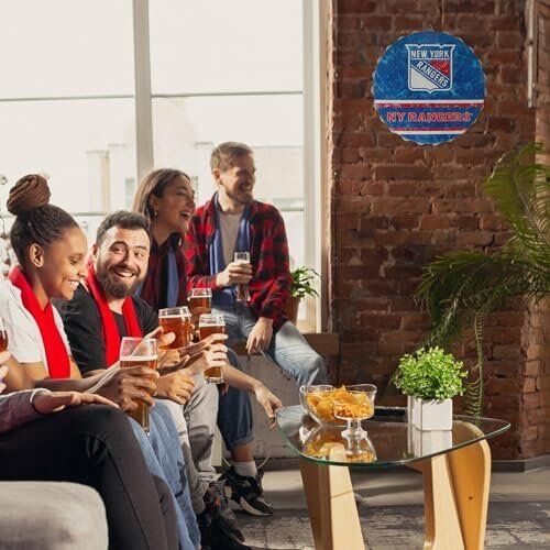NHL New York Rangers 13” Jumbo Metal Distressed Bottle Cap Wall Sign 5 NHL New York Rangers 13” Jumbo Metal Distressed Bottle Cap Wall Sign - Image 5