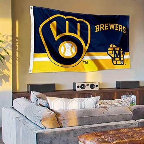 MLB Milwaukee Brewers Logo Insignia 3x5 Foot Grommet Banner Flag 4 MLB Milwaukee Brewers Logo Insignia 3x5 Foot Grommet Banner Flag - Image 4