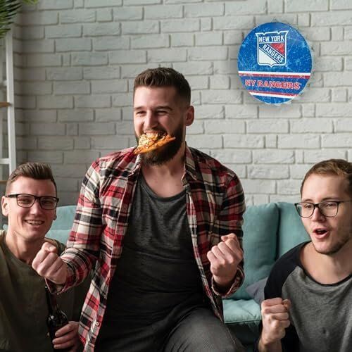 NHL New York Rangers 13” Jumbo Metal Distressed Bottle Cap Wall Sign 4 NHL New York Rangers 13” Jumbo Metal Distressed Bottle Cap Wall Sign - Image 4