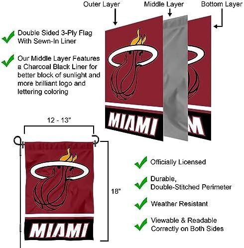 NBA Miami Heat Double Sided Garden Flag 5 NBA Miami Heat Double Sided Garden Flag - Image 5