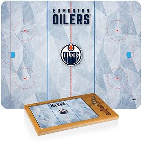 PICNIC TIME NHL Edmonton Oilers Icon Glass Top Cutting Board and Knife Set 2 PICNIC TIME NHL Edmonton Oilers Icon Glass Top Cutting Board and Knife Set - Image 2