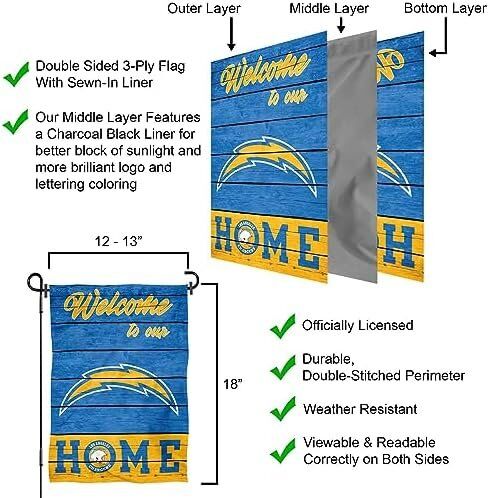 NFL Los Angeles Chargers Welcome Home Decorative Garden Flag Double Sided Banner 5 NFL Los Angeles Chargers Welcome Home Decorative Garden Flag Double Sided Banner - Image 5