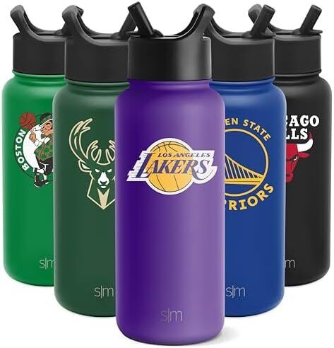Simple Modern NBA Water Bottle with Straw Lid | 32oz Thermos - All Teams 1 Simple Modern Officially Licensed NBA Golden State Warriors Water Bottle with Straw Lid | Vacuum Insulated Stainless Steel 32oz Thermos | Summit Collection | Golden State Warriors