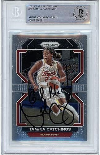 Tamika Catchings Signed 2022 Panini Prizm WNBA Basketball Card Beckett Authentic Indiana Fever Autograph Sports Memorabilia