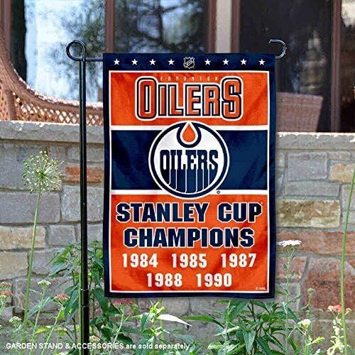 NHL Edmonton Oilers 5 Time Stanley Cup Champions Double Sided Garden Flag 2 NHL Edmonton Oilers 5 Time Stanley Cup Champions Double Sided Garden Flag - Image 2