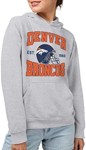 Junk Food Clothing NFL Denver Broncos Team Helmet - Adult Pullover Hoodie 2 Official NFL Hoodie - Denver Broncos for Men and Women