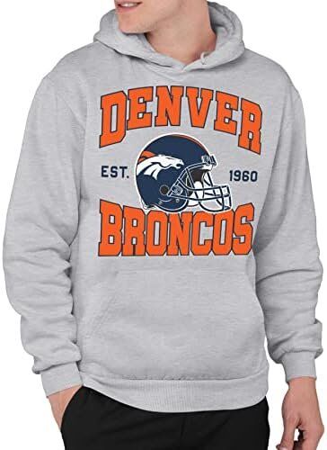 Junk Food Clothing NFL Denver Broncos Team Helmet - Adult Pullover Hoodie 1 Junk Food Clothing x NFL - Team Helmet - Unisex Adult Pullover Hoodie for Men and Women - Officially Licensed NFL Apparel