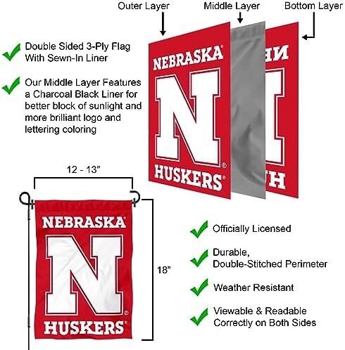 Nebraska Cornhuskers N Logo Garden Flag 5 Nebraska Cornhuskers N Logo Garden Flag - Image 5
