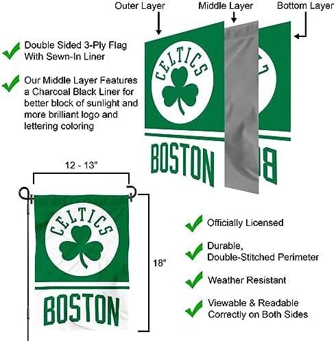 Boston Celtics Double Sided Garden Flag 5 Boston Celtics Double Sided Garden Flag - Image 5