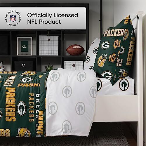 FOCO NFL Green Bay Packers Bed in a Bag Comforter Sheets Pillow Cases Bedding 5-Piece Set 2 FOCO NFL Green Bay Packers Bed in a Bag Comforter Sheets Pillow Cases Bedding 5-Piece Set - Image 2