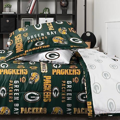 FOCO NFL Green Bay Packers Bed in a Bag Comforter Sheets Pillow Cases Bedding 5-Piece Set 4 FOCO NFL Green Bay Packers Bed in a Bag Comforter Sheets Pillow Cases Bedding 5-Piece Set - Image 4