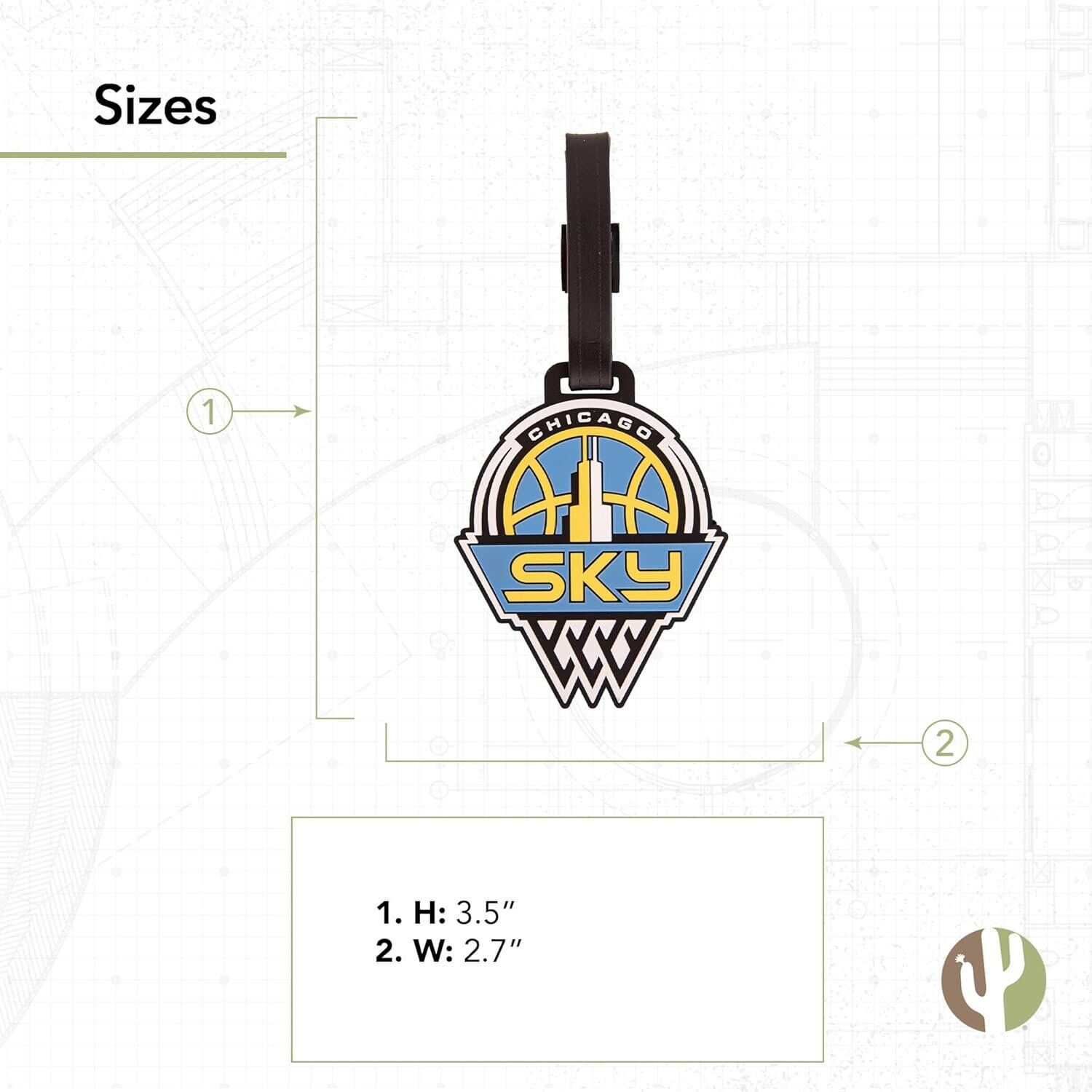 Desert Cactus WNBA Chicago Sky Luggage Tag 3 Desert Cactus WNBA Chicago Sky Luggage Tag - Image 3