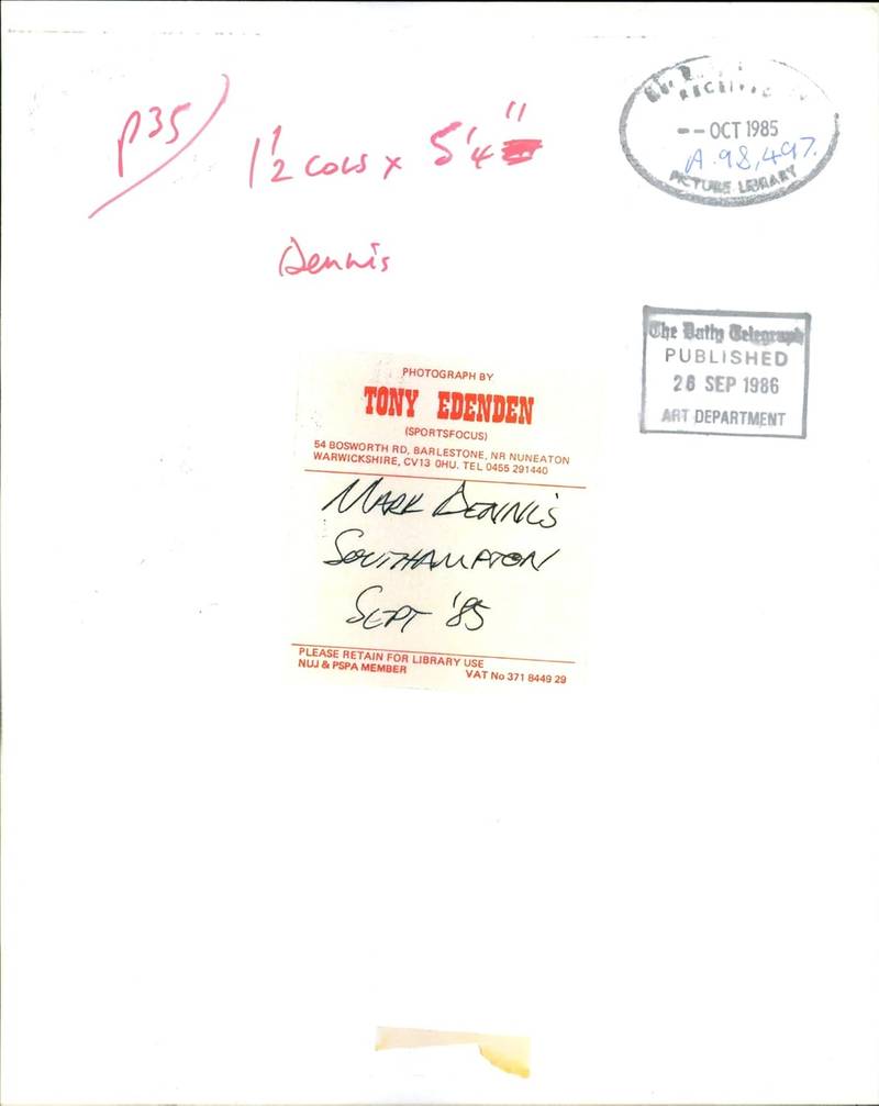 Vintage photo of Mark Dennis in action, Southampton F.C. 2 Vintage photo of Mark Dennis in action, Southampton F.C. - Image 2