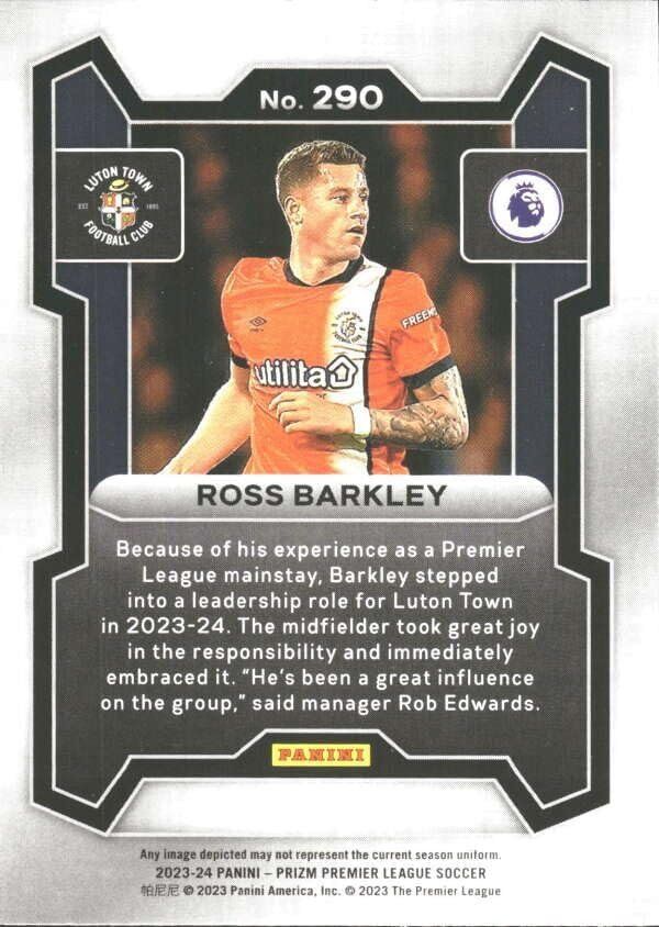 2023 PANINI PRIZM PREMIER LEAGUE #290 ROSS BARKLEY LUTON TOWN FC SOCCER OFFICIAL TRADING CARD OF SOCCER 2 2023 PANINI PRIZM PREMIER LEAGUE #290 ROSS BARKLEY LUTON TOWN FC SOCCER OFFICIAL TRADING CARD OF SOCCER - Image 2