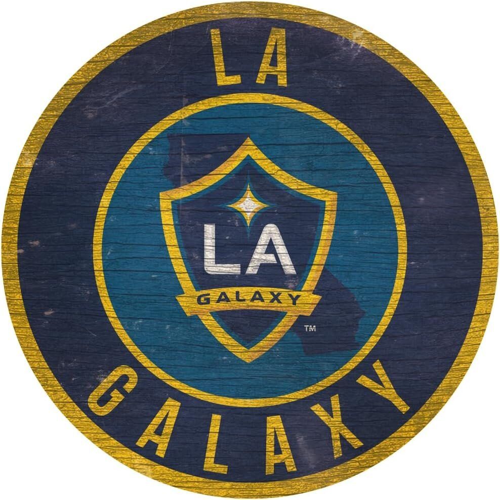 Fan Creations Los Angeles Galaxy MLS Wooden Sign 12” Round Wall Decor- Show Your Galaxy Spirit and Decorate Your Major League Soccer Fandom- Officially Licensed