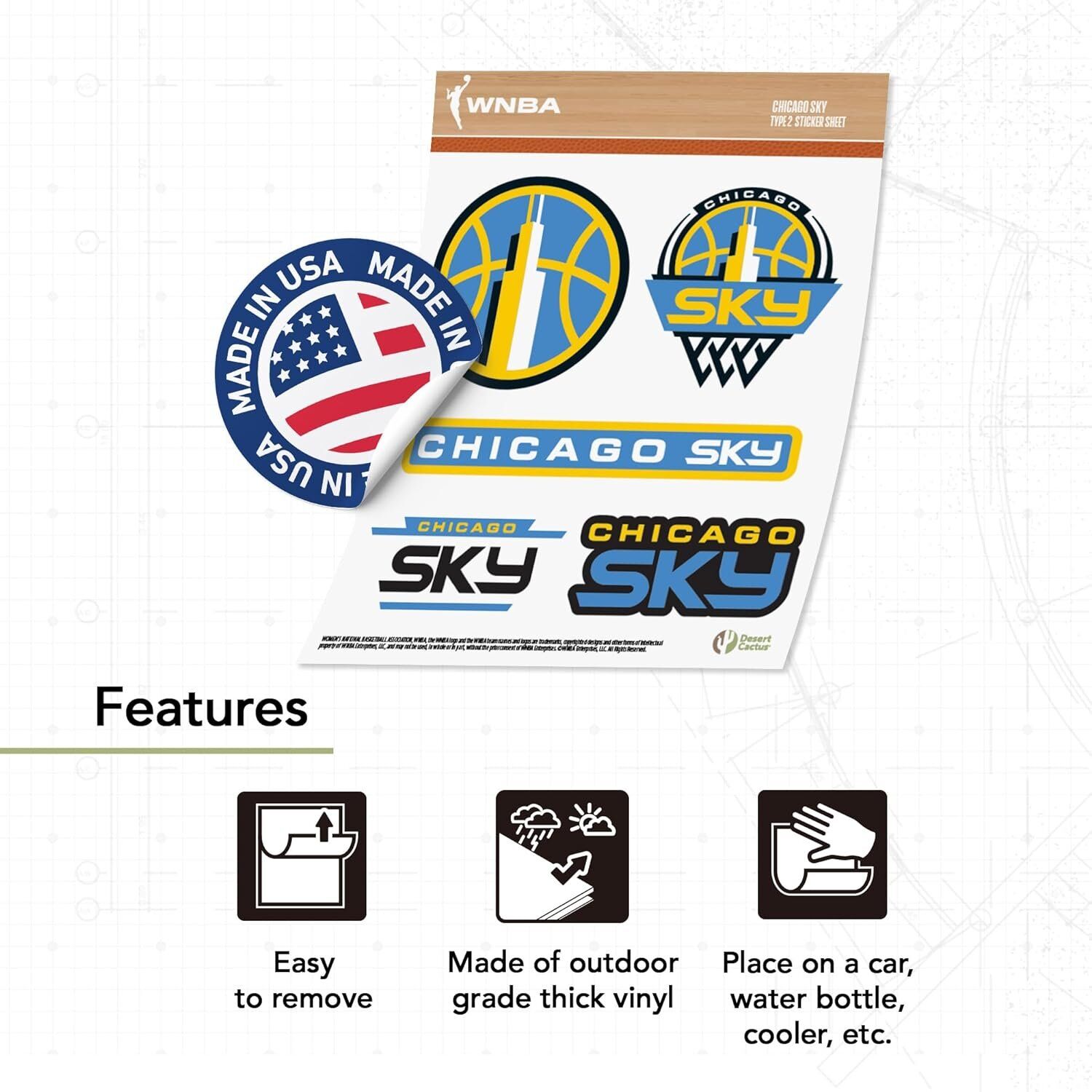 Desert Cactus WNBA Chicago Sky Vinyl Sticker Decal 4 Desert Cactus WNBA Chicago Sky Vinyl Sticker Decal - Image 4