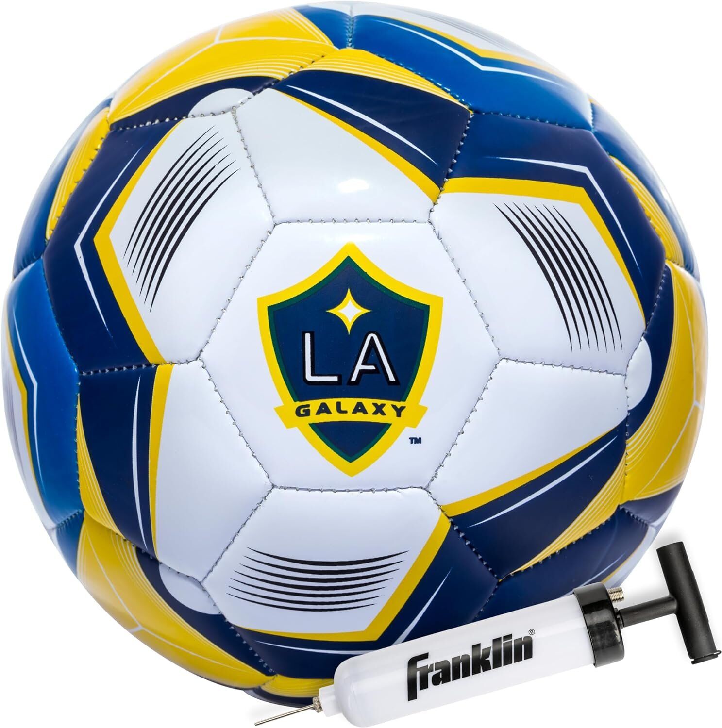 Franklin MLS LA Galaxy Team Soccer Balls Air Pump Included 1 Franklin Sports Official MLS Team Soccer Balls - Official Size 5 Soccer Balls - Regulation Size + Weight Soccer Ball for Kids + Adults - Boys + Girls Soccer Ball - Air Pump Included