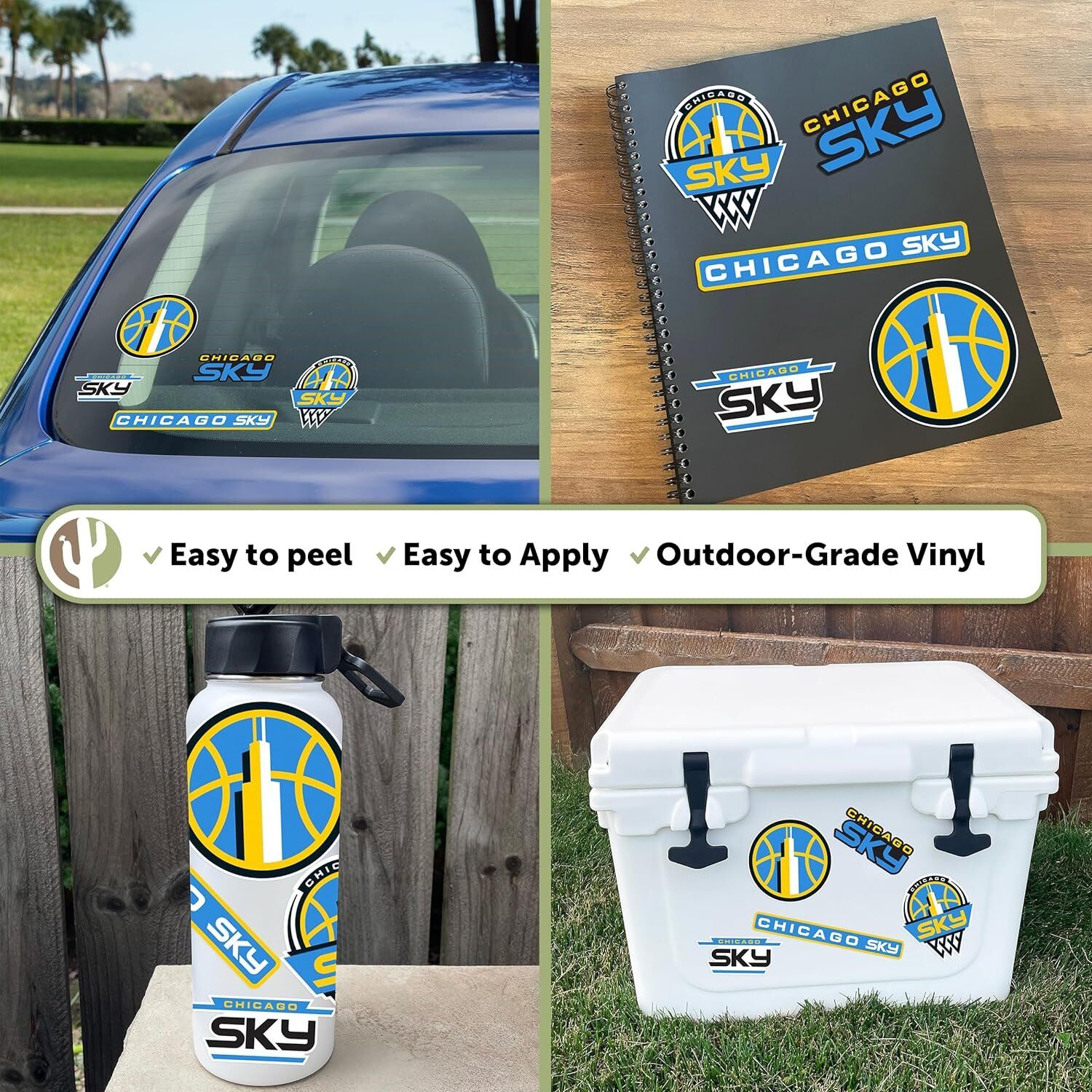 Desert Cactus WNBA Chicago Sky Vinyl Sticker Decal 2 Desert Cactus WNBA Chicago Sky Vinyl Sticker Decal - Image 2